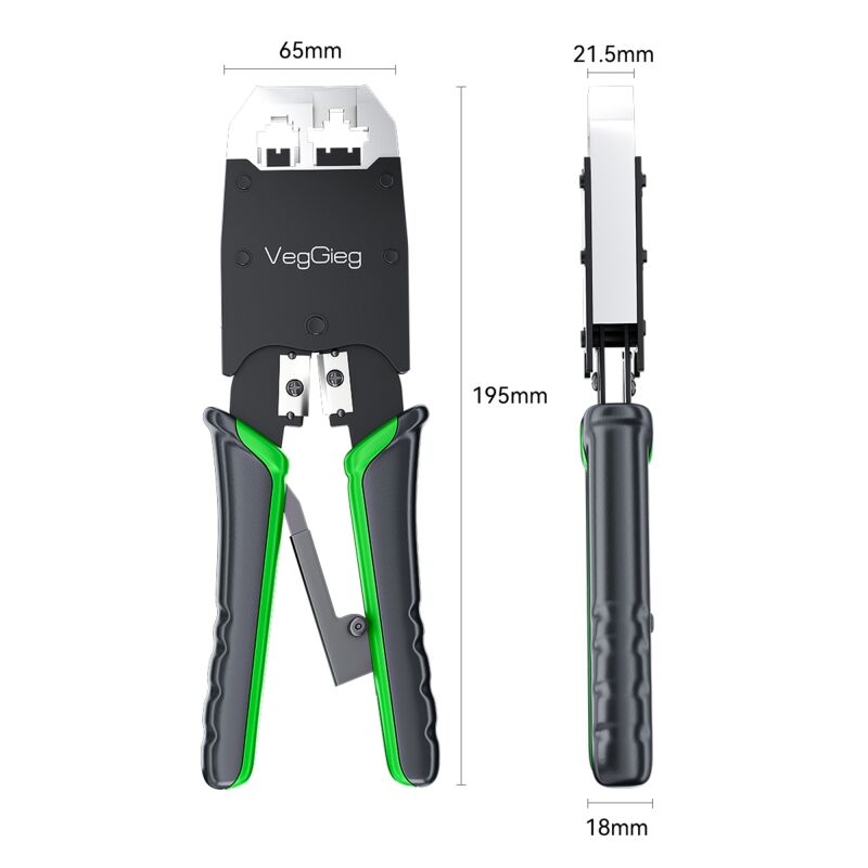 VegGieg RJ45 RJ11 RJ12 Jack Çakma Pensesi 6P/8P Ağ ve Telefon Kablosu Jak Kesme Soyma Sıkma Aleti - 3