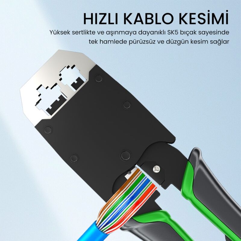 VegGieg RJ45 RJ11 RJ12 Jack Çakma Pensesi 6P/8P Ağ ve Telefon Kablosu Jak Kesme Soyma Sıkma Aleti - 6
