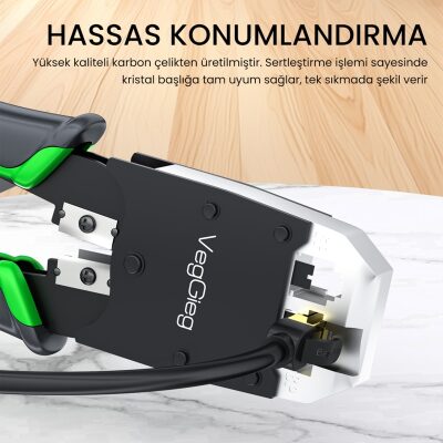 VegGieg RJ45 RJ11 RJ12 Jack Çakma Pensesi 6P/8P Ağ ve Telefon Kablosu Jak Kesme Soyma Sıkma Aleti - 7