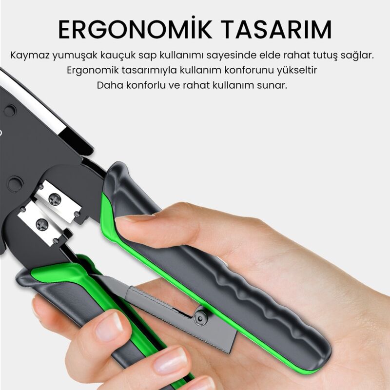 VegGieg RJ45 RJ11 RJ12 Jack Çakma Pensesi 6P/8P Ağ ve Telefon Kablosu Jak Kesme Soyma Sıkma Aleti - 9