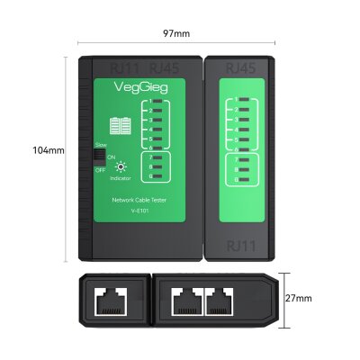 VegGieg RJ45 RJ11 Uyumlu CAT6 CAT7 CAT8 POE Destekli Network Ethernet Kablo Test Cihazı - 8