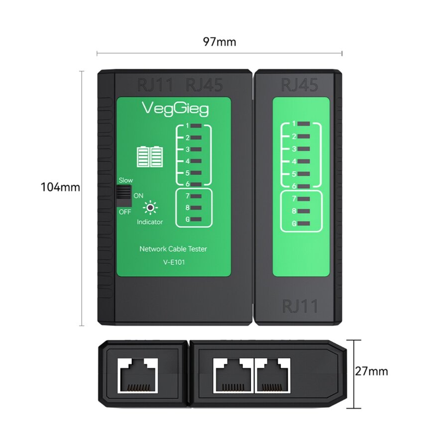 VegGieg RJ45 RJ11 Uyumlu CAT6 CAT7 CAT8 POE Destekli Network Ethernet Kablo Test Cihazı - 8
