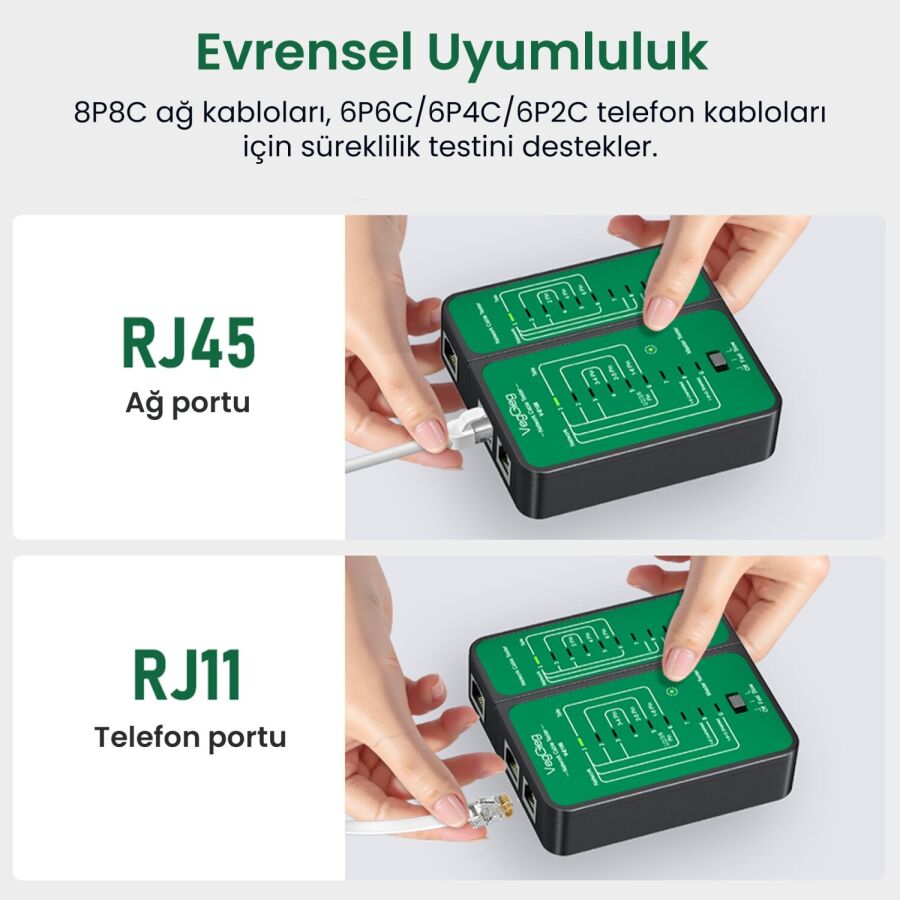 VegGieg RJ45 RJ11 Uyumlu Cat6 Cat7 Cat8 Poe Destekli Network Ethernet Test Cihazı - 6