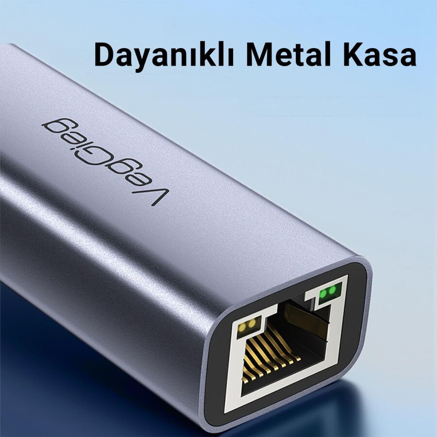 VegGieg Type-C 1000Mbps Gigabit Ethernet Adaptörü PC Mac Konsol Tv Box Uyumlu - 5