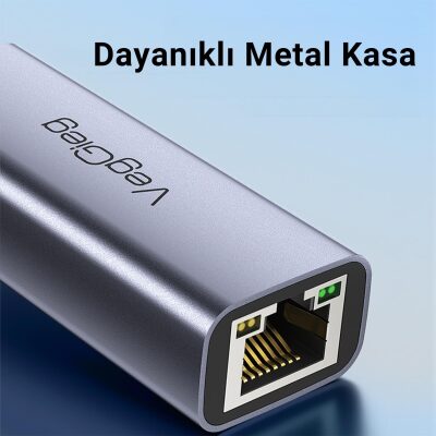 VegGieg Type-C 1000Mbps Gigabit Ethernet Adaptörü PC Mac Konsol Tv Box Uyumlu - 5