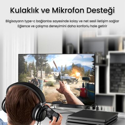 VegGieg Type-C to 3.5mm Aux ve Mikrofon Dönüştürücü Adaptör DAC Chip HiFi Ses Kartı - 2