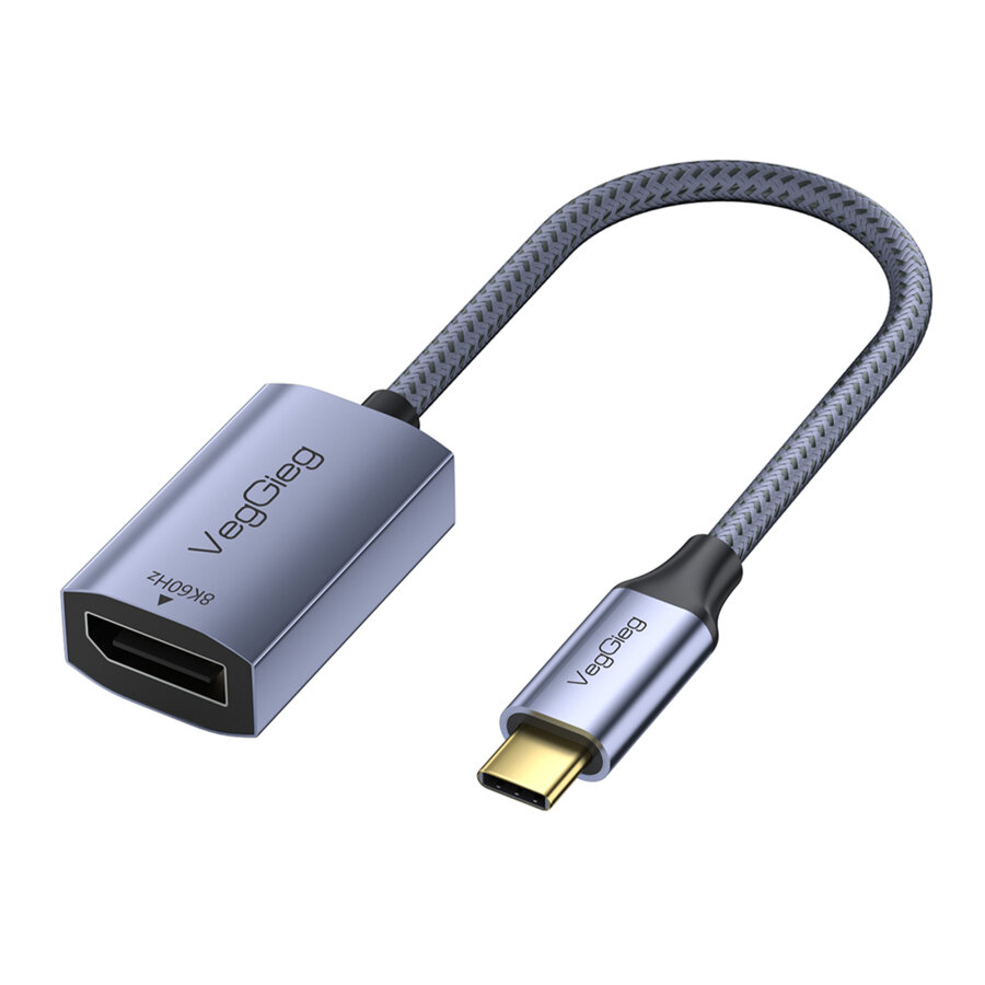 Veggieg Type-C to DisplayPort (DP) 8K 60Hz OFC Bakır Çevirici Dönüştürücü Adaptör - 1