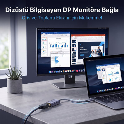 Veggieg Type-C to DisplayPort (DP) 8K 60Hz OFC Bakır Çevirici Dönüştürücü Adaptör - 3