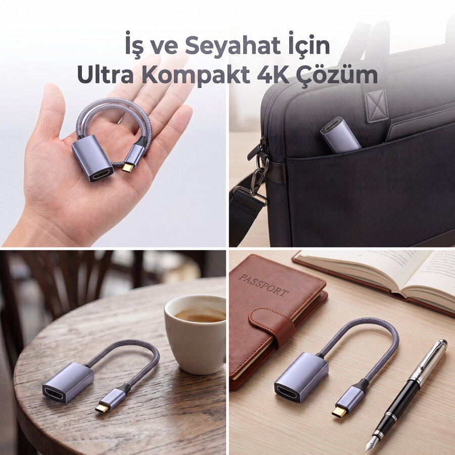 Veggieg Type-C to HDMI 4K 60Hz OFC Bakır Çevirici Dönüştürücü Adaptör - 7