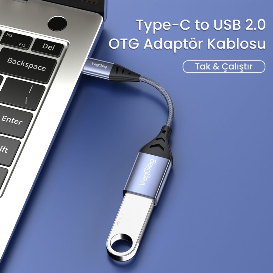 VegGieg Type-C to USB 2.0 OTG Çevirici Dönüştürücü Adaptör - 2