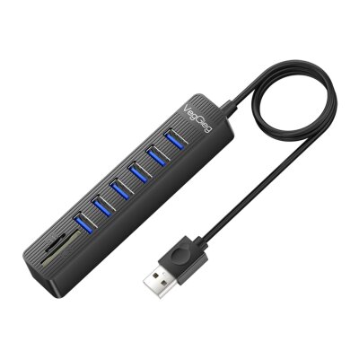 VegGieg USB 2.0 SD MicroSD Kart Okuyucu ve 6 Port USB Çoklayıcı Hub