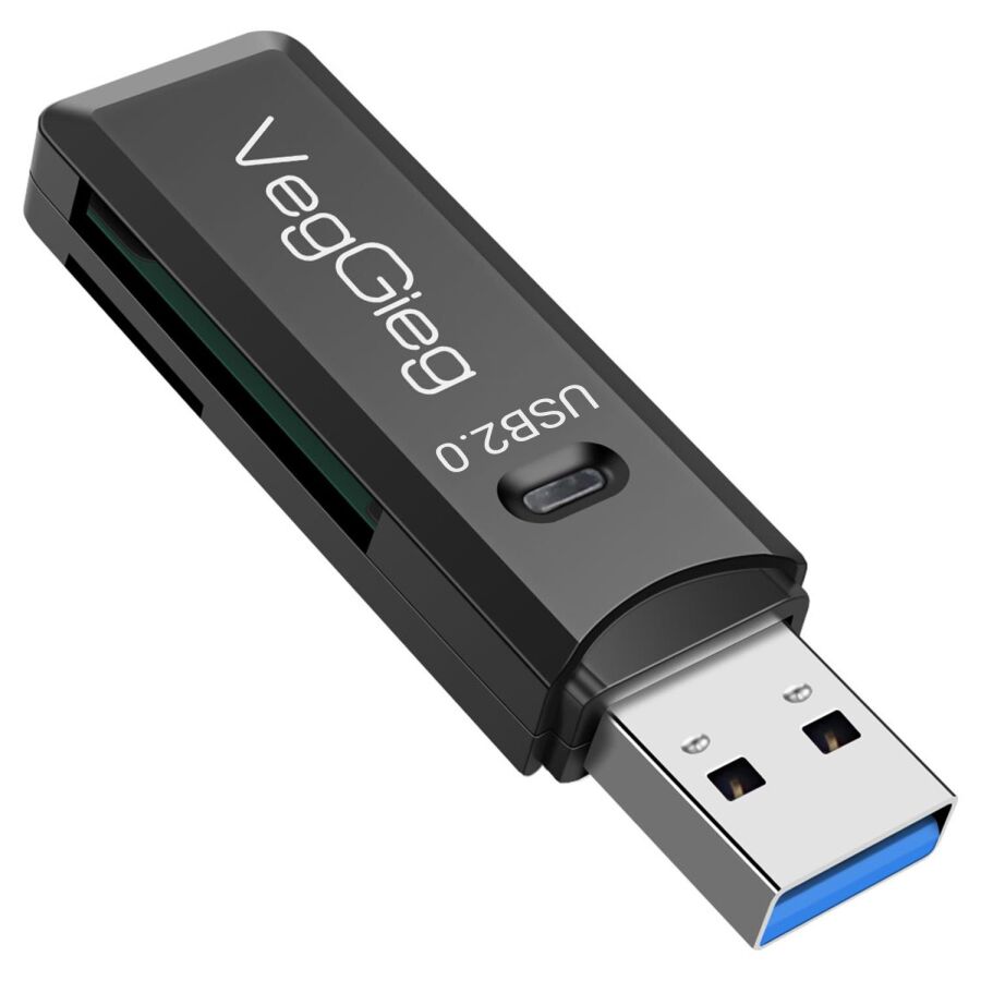 VegGieg USB 2.0 SD ve Micro SD Hafıza Kart Okuyucu Siyah - 1
