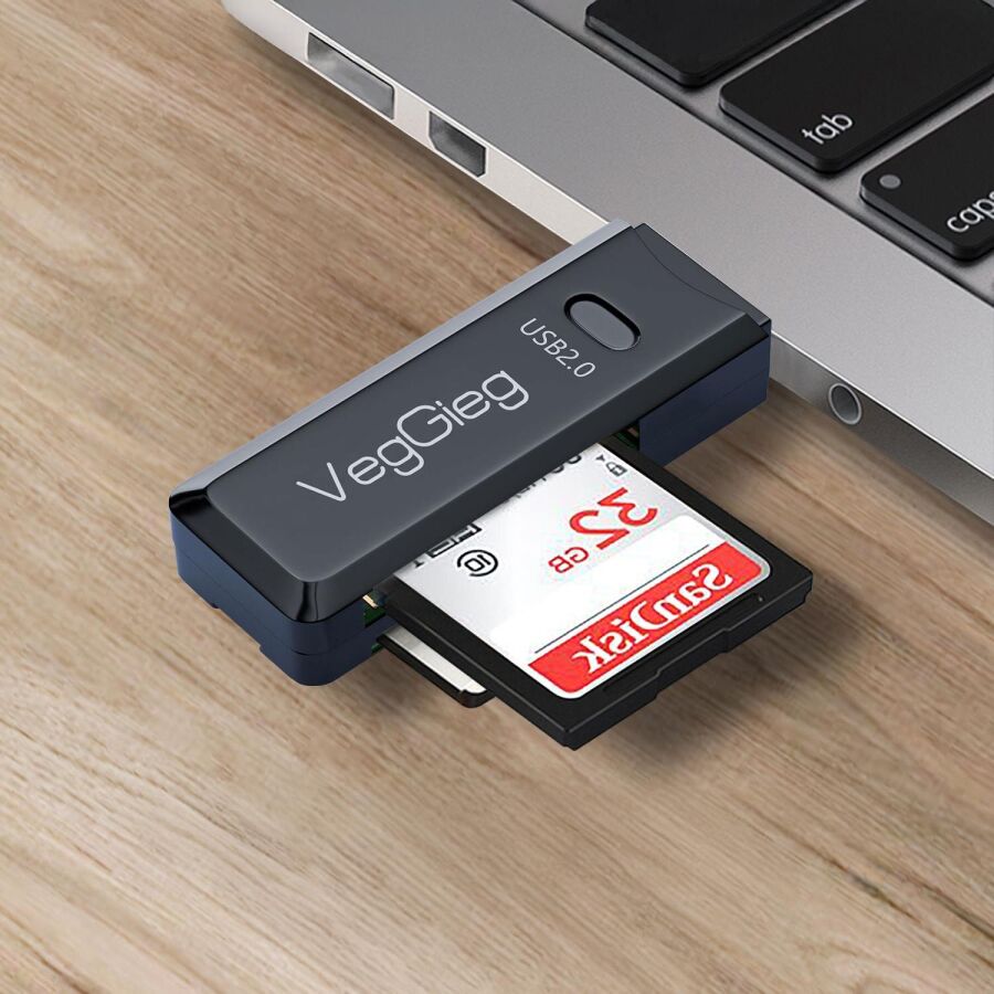 VegGieg USB 2.0 SD ve Micro SD Hafıza Kart Okuyucu Siyah - 4