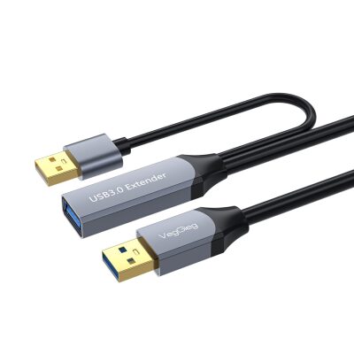 Veggieg USB 3.0 Aktif Uzatma Kablosu Sinyal Güçlendiricili (Repeater) USB-A Erkek to Dişi Extender Uzatıcı Kablo 10 Metre 