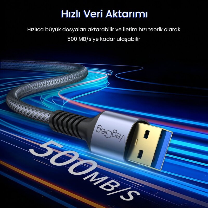 VegGieg USB 3.0 Uzatma Kablosu 1.5 Metre - 3