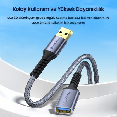 VegGieg USB 3.0 Uzatma Kablosu 1.5 Metre - 2