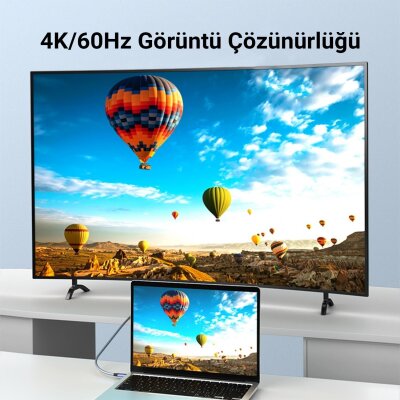 Veggieg USB 3.1 Gen 2 100W PD Type-C to Type-C Kablo 10Gbps Veri 4K@60Hz Görüntü ve Hızlı Şarj Desteği 1 Metre - 5