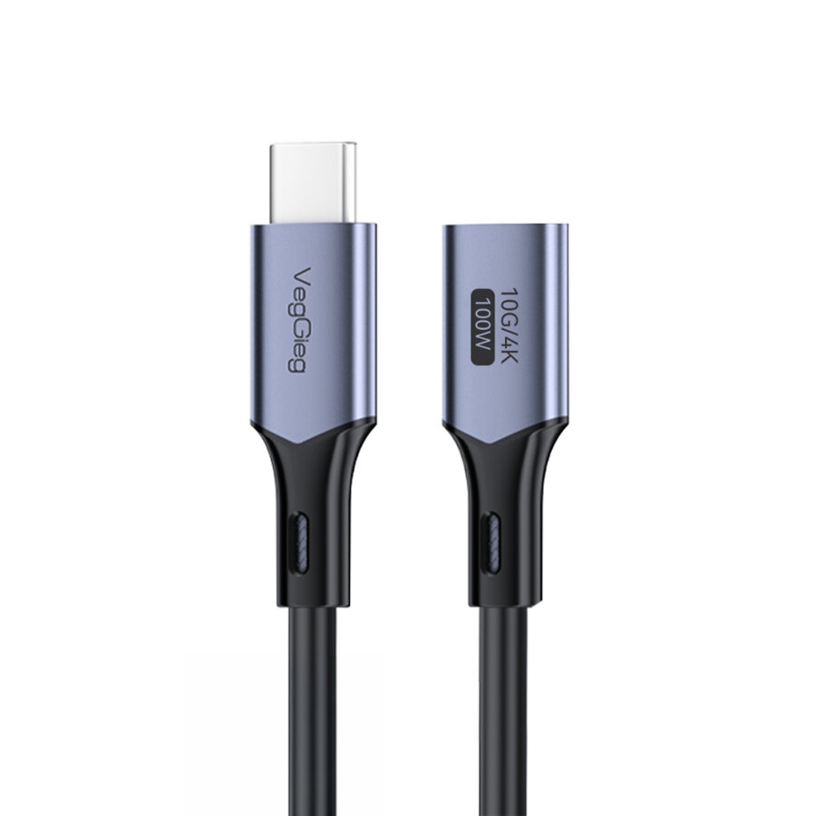 Veggieg USB 3.2 Gen 2 Type-C Uzatma Kablosu USB-C 100W 10Gbps 4K 60Hz 3 Metre - 1