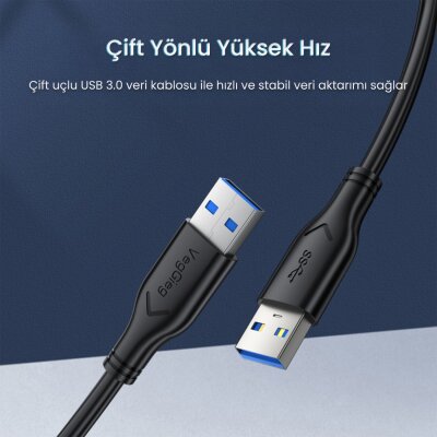 VegGieg USB-A Male to Male Uzatma USB 3.0 Kablo 5 Metre - 6
