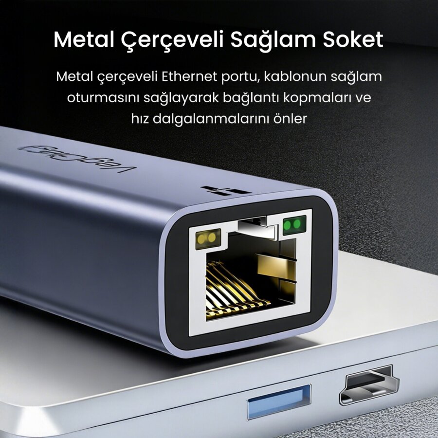 VegGieg USB-A ve Type-C 2.5G Gigabit Ethernet Dönüştürücü Ağ Adaptörü - 5