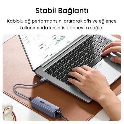 VegGieg USB-A ve Type-C 2.5G Gigabit Ethernet Dönüştürücü Ağ Adaptörü - 6