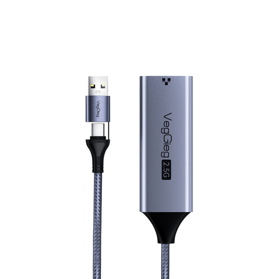 VegGieg USB-A ve Type-C 2.5G Gigabit Ethernet Dönüştürücü Ağ Adaptörü - 7