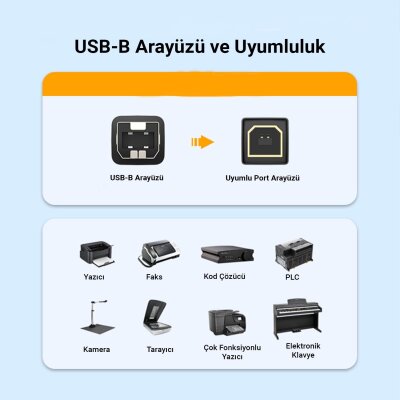 VegGieg USB B Printer Tarayıcı Yazıcı Data Kablosu 1.5 Metre - 5