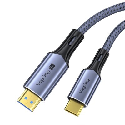Veggieg USB-C to HDMI Kablo 8K@60Hz 4K@240Hz 48Gbps HDR 3D Destekli Örgülü Görüntü Aktarım Kablosu 2 Metre - 2