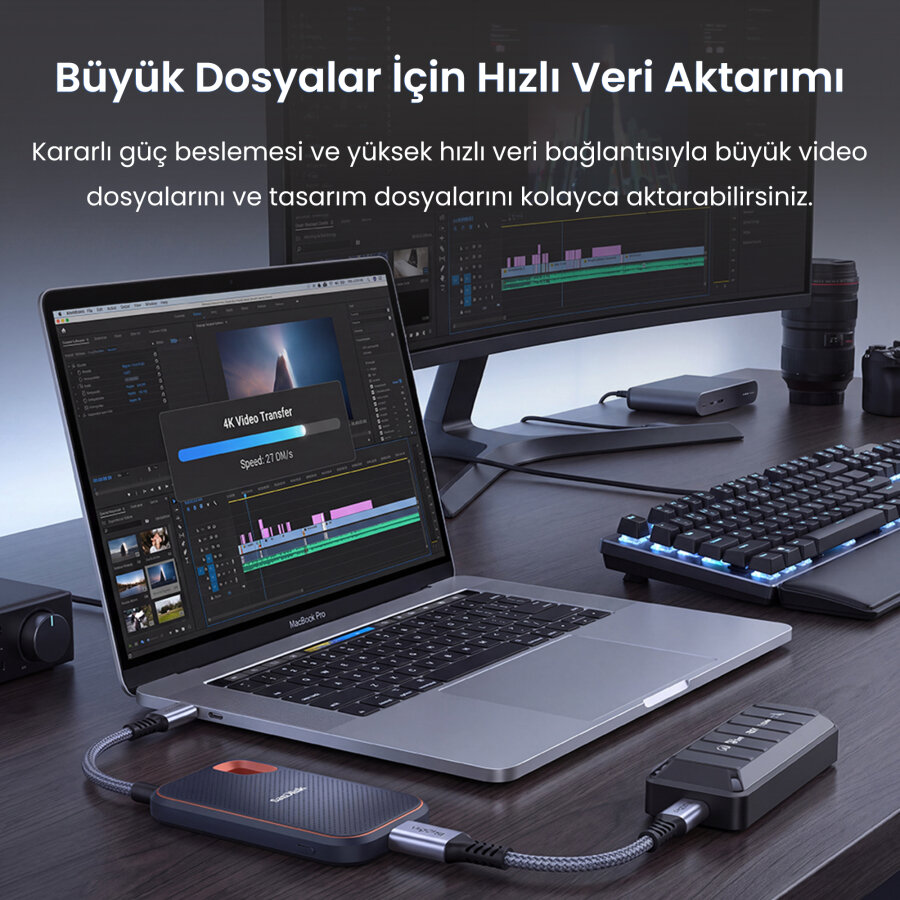 Veggieg USB-C to USB-A Dişi OTG Adaptör USB 3.2 10Gbps Type-C Dönüştürücü - 3