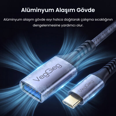 Veggieg USB-C to USB-A Dişi OTG Adaptör USB 3.2 10Gbps Type-C Dönüştürücü - 6