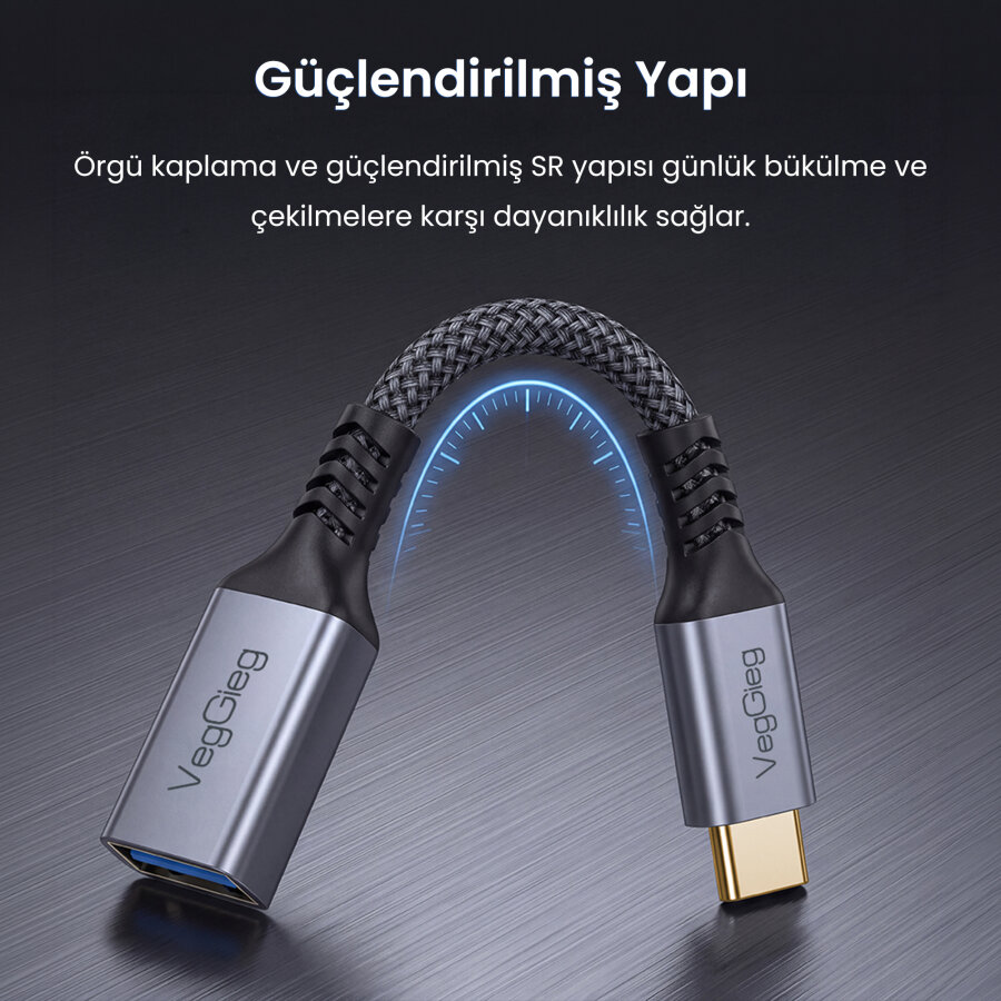 Veggieg USB-C to USB-A Dişi OTG Adaptör USB 3.2 10Gbps Type-C Dönüştürücü - 7