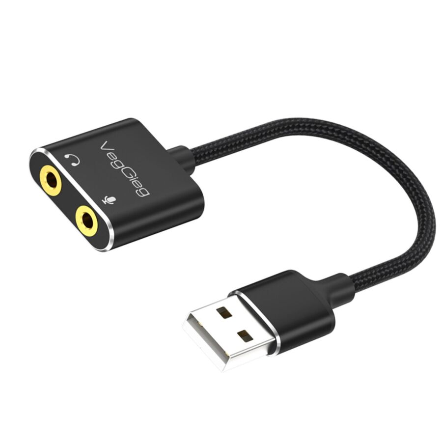 VegGieg USB Ses Kartı 3.5mm Kulaklık ve Mikrofon Girişli - 1