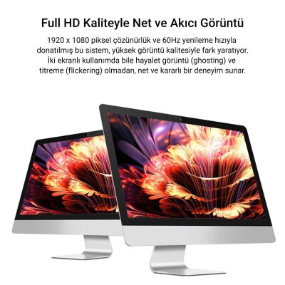 Veggieg VGA Splitter Kablo 1 Erkek to 2 Dişi Görüntü Çoklayıcı Ayırıcı Y Adaptör - 5