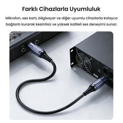 Veggieg XLR Erkek Dişi Profesyonel Mikrofon Kablosu Hi-Fi Ses Kalitesi OFC Bakır Enstrüman Ses Kablosu 10 Metre - 6