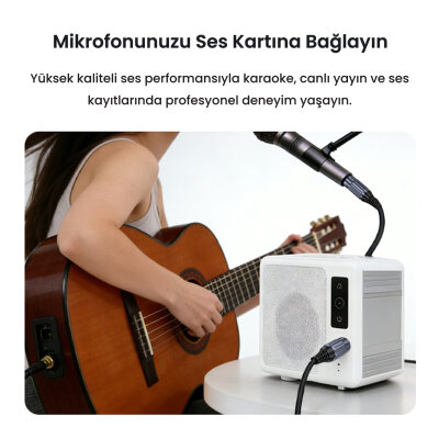 Veggieg XLR Erkek Dişi Profesyonel Mikrofon Kablosu Hi-Fi Ses Kalitesi OFC Bakır Enstrüman Ses Kablosu 1.5 Metre - 5