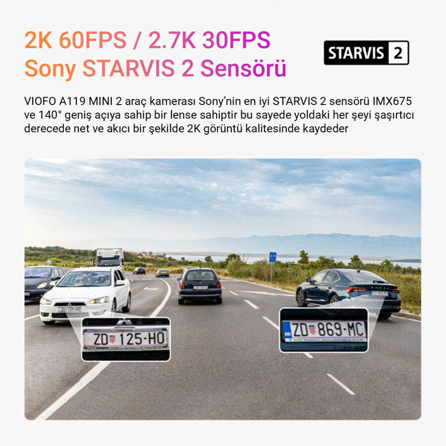 Viofo A119 Mini-2 HDR 2K 60FPS 5GHz WiFi ve GPS'li Araç Kamerası - 7