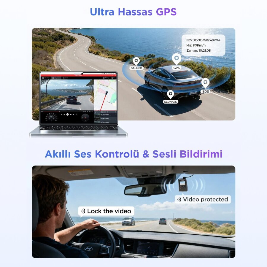 Viofo A119M PRO 4K HDR Sony STARVIS 2 Sensörlü Wi-Fi 6 GPS'li Araç Kamerası - 8