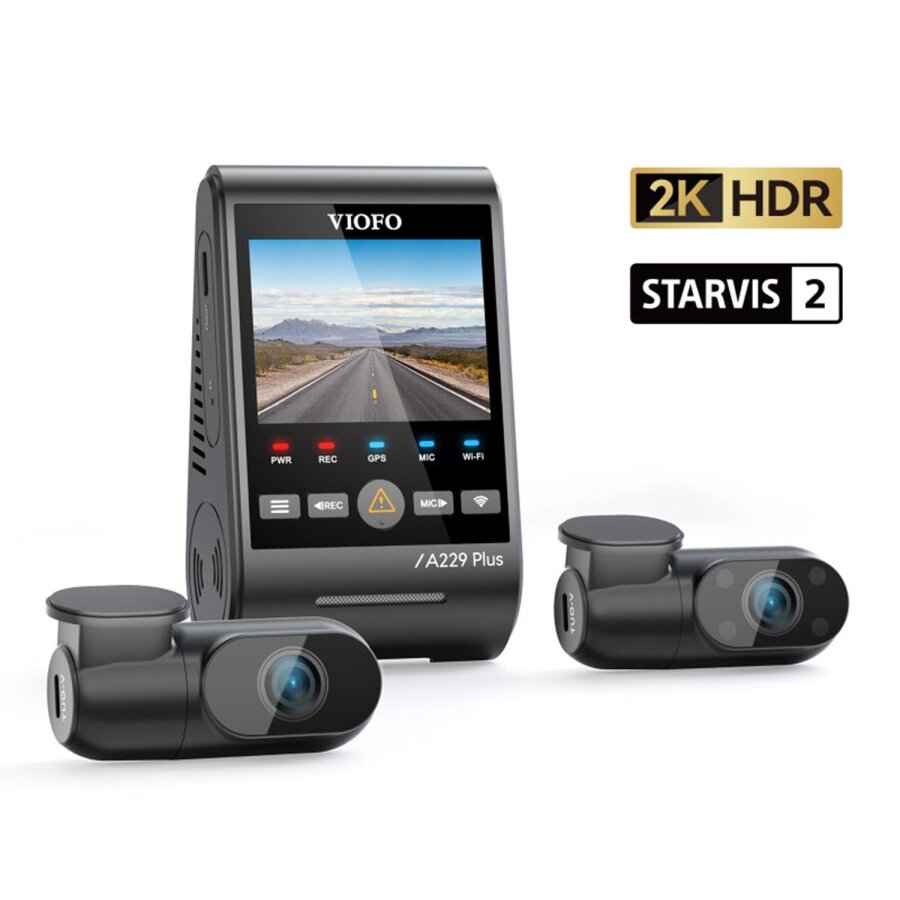 Viofo A229 Plus 3 Kameralı Ön-İç-Arka 2K+2K+1080P HDR Sony Starvis 2 WiFi GPS’li Araç Kamerası - 1
