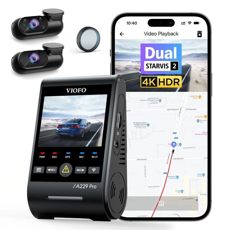Viofo A229 Pro 3 Kameralı Ön-İç-Arka 4K+2K+1080P HDR Sony Starvis 2 WiFi GPS’li Araç Kamerası - 6