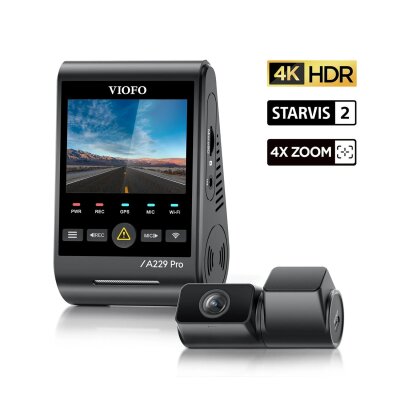 Viofo A229 Pro Tele 2 Kanallı Ön+Telefoto 4K+2K HDR Sony STARVIS 2 Sensör GPS'li Araç Kamerası