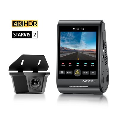 Viofo A229 Pro W 2 Kameralı Ön+Arka Su Geçirmez 4K+2K Sony STARVIS 2 Sensör GPS'li Araç Kamerası