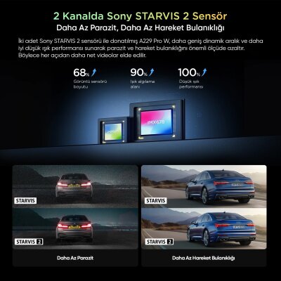 Viofo A229 Pro W 2 Kameralı Ön+Arka Su Geçirmez 4K+2K Sony STARVIS 2 Sensör GPS'li Araç Kamerası - 3