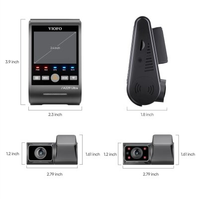 Viofo A229 Ultra 3 Kameralı Ön+İç+Arka 4K+4K+1080P Sony Starvis 2 Sensörlü HDR Wi-Fi 6 GPS'li Araç Kamerası - 7