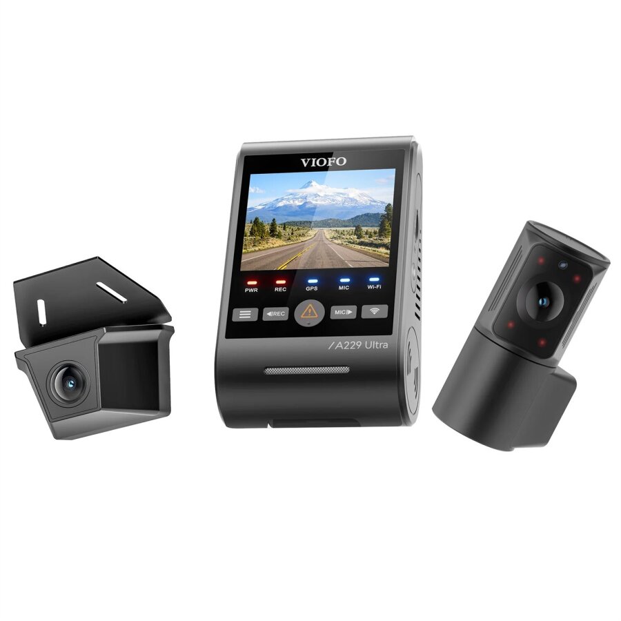 Viofo A229 Ultra 3 Kameralı Ön+İç+Arka Dış Su Geçirmez 4K+4K+1080P Sony Starvis 2 Sensörlü HDR Wi-Fi 6 GPS'li Araç Kamerası - 3
