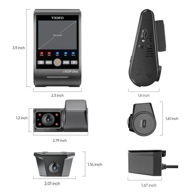 Viofo A229 Ultra 3 Kameralı Ön+İç+Arka Dış Su Geçirmez 4K+4K+1080P Sony Starvis 2 Sensörlü HDR Wi-Fi 6 GPS'li Araç Kamerası - 5