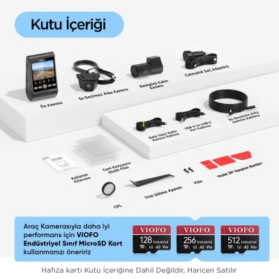 Viofo A229 Ultra 3 Kameralı Ön+İç+Arka Dış Su Geçirmez 4K+4K+1080P Sony Starvis 2 Sensörlü HDR Wi-Fi 6 GPS'li Araç Kamerası - 10