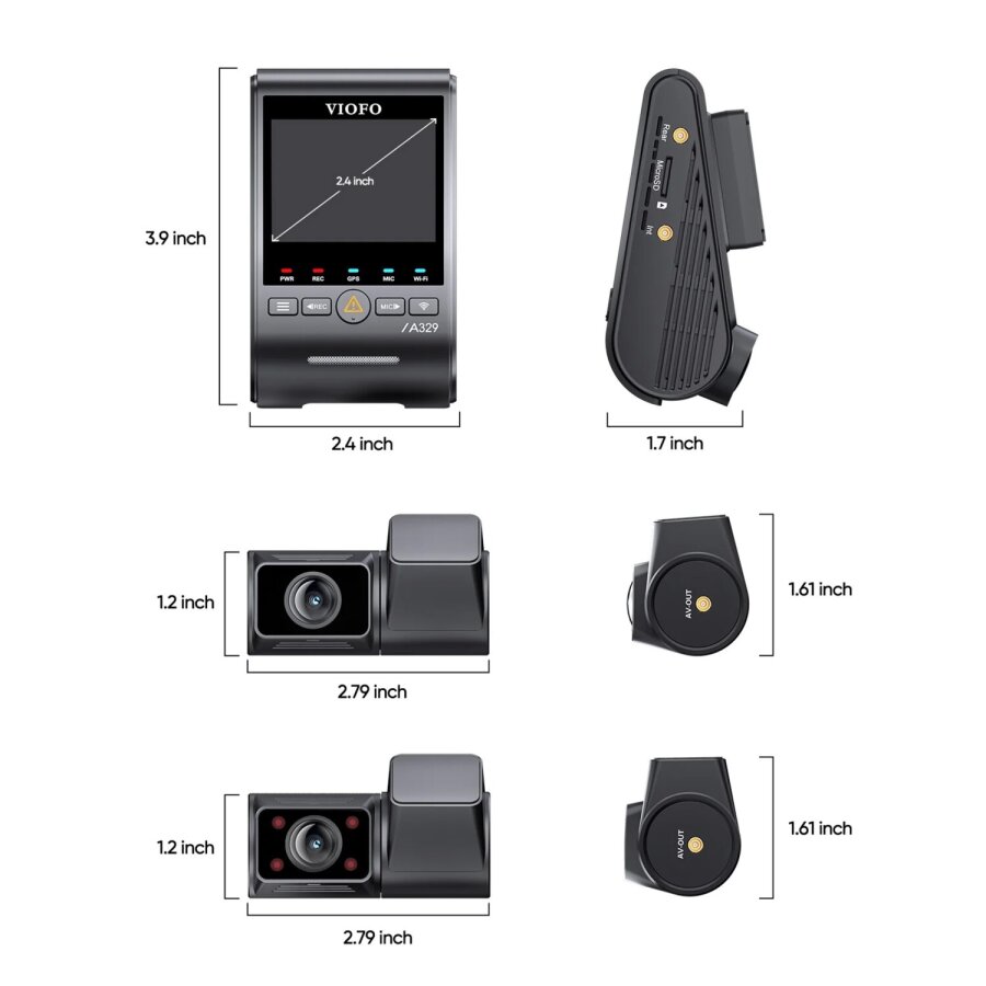 Viofo A329S 3 Kameralı Ön+Arka+İç 4K+2K+2K Wi-Fi 6 HDR Sony STARVIS 2 Sensör GPS'li SSD Destekli Araç Kamerası - 6