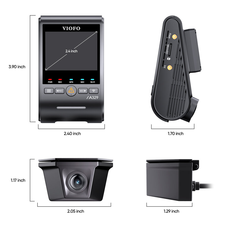 Viofo A329SW 2 Kameralı Ön ve Dış Arka Su Geçirmez 4K 60FPS+2K Sony STARVIS 2 Sensör GPS'li Araç Kamerası - 6
