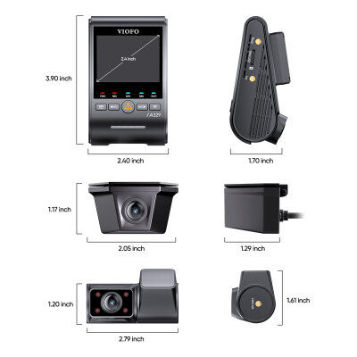 Viofo A329SW 3 Kameralı Ön+İç+Arka Dış Su Geçirmez 4K+2K+2K Sony STARVIS 2 Sensör GPS'li Araç Kamerası - 6