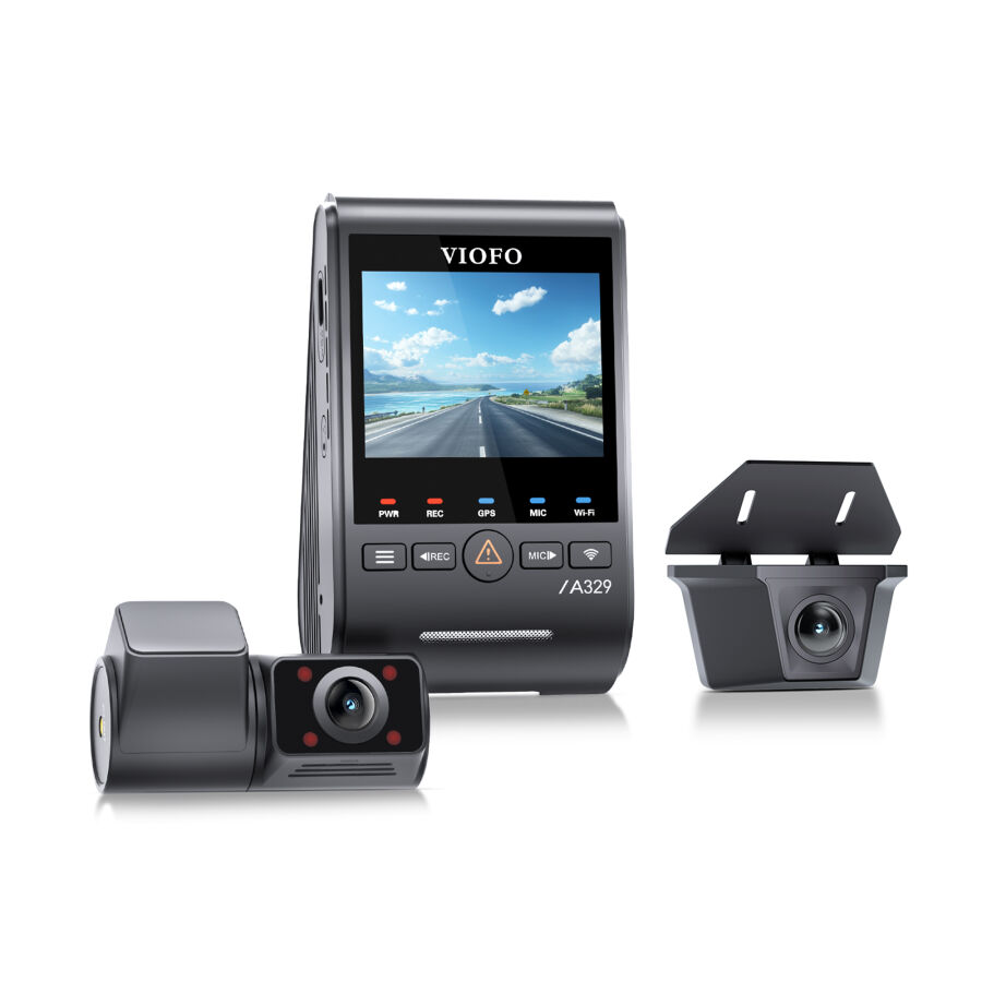 Viofo A329SW 3 Kameralı Ön+İç+Arka Dış Su Geçirmez 4K+2K+2K Sony STARVIS 2 Sensör GPS'li Araç Kamerası - 4